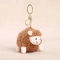Cute brown sheep plush keychain, fluffy animal bag charm keyring pendant for kids gift. - Prone Position Little Sheep / 11cm Size / Brown