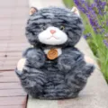 Graue Tigerkatze Plüschtier süße sitzende Kätzchen Stofftier weiches Spielzeug für Kinder Geschenk - Sitzende faule Katze - Dunkelgrau