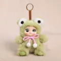 Llavero lindo de muñeca de rana de felpa, colgante de animal esponjoso para bolso, juguete suave. - Verde