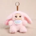 Llavero de muñeca de vinilo felpa rosa, lindo colgante de conejo suave para bolsos y llaves. - Rosa
