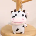 Simpatico portachiavi mucca di peluche morbido animale imbottito per borsa e chiavi. - Ciondolo Vitellino Sottile