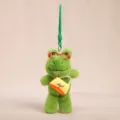 Llavero de rana de peluche verde con gafas rojas y bolso, bonito muñeco de peluche. - Bolso bandolera de rana de patas largas
