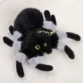 Fluffy spider plush toy keychain, black and grey cute stuffed doll pendant for bags and keys. - 18cm / Gray