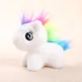 Cute colorful unicorn plush toy pony pendant keychain bag accessory fluffy charm. - Colorful Pony (White)