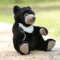 Peluche realistico di orso nero asiatico con macchia bianca sul petto, morbido giocattolo regalo. - 18cm / Bianco e nero