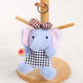 Niedlicher blauer Elefant Plüsch Schlüsselanhänger mit karierter Schleife, Tasche Deko. - Chef Elefant / Grau