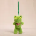 Lindo llavero de felpa de rana verde, suave peluche colgante de bolso con gafas y bufanda. - Pañuelo triangular de rana de patas largas
