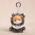 Leopard plush vinyl doll keychain, cute pop toy bag pendant with leopard print design. - Vinyl Doll Leopard Pendant / 13cm / Black