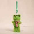 Llavero de rana de peluche verde lindo animal muñeca mochila accesorio con gafas y bufanda - Bufanda de rana de patas largas