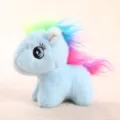 Cute blue plush pony toy with colorful rainbow mane and tail, soft stuffed animal keychain pendant. - Colorful Pony (Blue)