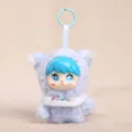 Cute blue leopard vinyl plush doll keychain, fluffy bag pendant and toy accessory. - Vinyl Doll Leopard Pendant / 13cm / Blue