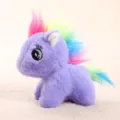 Cute colorful pony plush toy keychain, soft unicorn doll bag pendant with rainbow mane. - Colorful Pony - Purple
