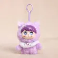 Cute purple leopard plush vinyl doll pendant fluffy bag charm kawaii toy accessory. - Vinyl Doll Leopard Pendant / 13cm / Purple