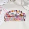 Acetate hair comb with heart cutout, vintage tortoiseshell multicolored bangs hair styling tool. - Colorful