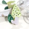 Cute rhinestone mushroom acetate hair claw clip for women, stylish and unique hair accessory detail. - Green