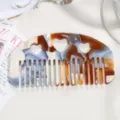 Acetate hair comb with heart hollow cutout and vintage tortoiseshell pattern for women hair styling. - Blue Brown