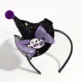 Halloween mini witch hat headband with cute ghost and purple bow for party dress up. - Orange 3D Hat