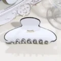French acetate hair claw clip retro crescent shark clip gold stamped elegant hair accessory - Medium Crescent - Black Edge White