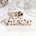 Koreanischer Stil süßer Blumenprint Haarklammer elegante süße Haare Accessoire für Damen Alltag - Ovale Haarkralle / Rosa und Grün