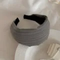 Grey striped wide fabric headband, elegant daily hair hoop for women and girls hair accessory. - Dark Gray Stripe Headband