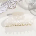 French retro acetate hair claw clip crescent medium shark clip elegant hair accessories - Medium Crescent - Pearlescent White No Logo