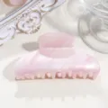Pink acetate crescent hair claw clip, stylish medium shark clip for elegant daily hairstyles. - Medium Crescent - Pink No Logo