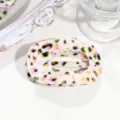 Süße koreanische Kuhflecken Haarklammer, ovale Acryl Haarkralle für Damen und Mädchen Alltag. - Flache Klammer / Rosa und Grün