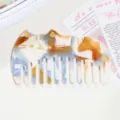 Cute acetate cat hair comb with tortoiseshell pattern, portable detangling hair styling tool. - Blue, Brown & White