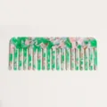 Green pink acetate wide tooth comb for women anti static hair styling detangling tool cute - Green