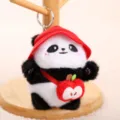 Portachiavi panda in peluche carino con cappello rosso e borsa mela, morbido giocattolo carino - Ciondolo Panda Cappello / 12cm (44g) / Rosso