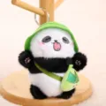 Grazioso portachiavi peluche panda con cappello verde e mini borsa a tracolla, morbido. - Ciondolo Panda Cappello / 12cm (44g) / Verde