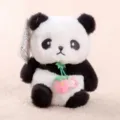 Süßer Panda Plüschtier Anhänger mit Erdbeere, weiche Stofftier Tasche Dekoration. - 11cm / Rosa Erdbeerblüten Panda