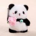 Schattige panda pluche speelgoed hanger met roze bloem en bel, zachte knuffel tas decoratie. - Panda met roze bloem