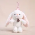 Delizioso portachiavi a forma di coniglietto di peluche con pelliccia bianca e orecchie. - Coniglio profumato gambe penzolanti - Circa 17 cm/72 g