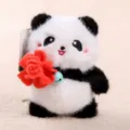 Schattige panda pluche knuffel hanger met rode bloem, zachte tas charm voor kinderen gedelt. - Panda met rode bloem