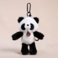 Simpatico portachiavi in peluche di panda, morbido ciondolo per borsa e anello portachiavi nero - Panda con gambe a penzoloni profumato - circa 17cm/72g