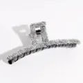 Grande pince à cheveux noire avec des strass argentés scintillants pour cheveux épais. - Pince Droite / 13cm / Argent