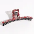 Magnifique grande pince à cheveux en strass cristaux rouges scintillants mode quotidienne - Pince Droite / 13cm / Rouge
