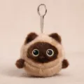 Lindo peluche gato bola llavero suave juguete bolso colgante adorable muñeca animal - Pelota antiestrés de gato siamés