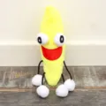 Lustiges Bananen Plüschtier, süße Obst Gemüse Puppe mit langen Gliedmaßen und Augen, Kissen. - Gelbes Bananen-Plüschtier