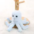 Blue plush octopus keychain, cute ocean animal stuffed doll pendant with metal ring. - Octopus Pattern