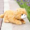 Niedlicher oranger Tigerkatze Plüschtier, Realistisches liegendes Kätzchen Kuscheltier - Liegende faule Katze - Orange