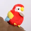 Adorable plush macaw parrot toy with colorful feathers, perfect shoulder companion for kids. - Shoulder-Sitting Macaw - 12cm - Red