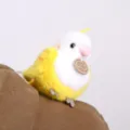 Cute shoulder plush bird toy fluffy stuffed parrot doll lovely animal gift for children and kids! - Shoulder Perching Cockatiel - 12cm - Yellow