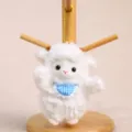 Cute white plush sheep keychain with blue bib pendant, soft fluffy animal doll bag charm gift. - Bib Little Sheep / Large Size (14cm) / Blue