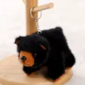 Cute black bear plush keychain, soft stuffed animal bag pendant and key ring accessory items. - Black Bear