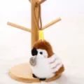 Cute sparrow plush toy bag pendant, fluffy bird doll keychain with hanging strap and tag. - Sparrow Wrist Strap Pendant - 12cm