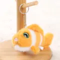 Cute plush clownfish keychain soft stuffed animal pendant toy with metal ring for bags keys. - Clownfish