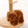 Cute brown plush bear keychain fluffy toy pendant bag accessory soft animal charm gift - Brown Bear
