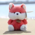 Simpatico peluche rosso e bianco simpatico animale imbottito ciondolo con etichetta di legno. - Peluche profumato volpe - Circa 17 cm/170 g